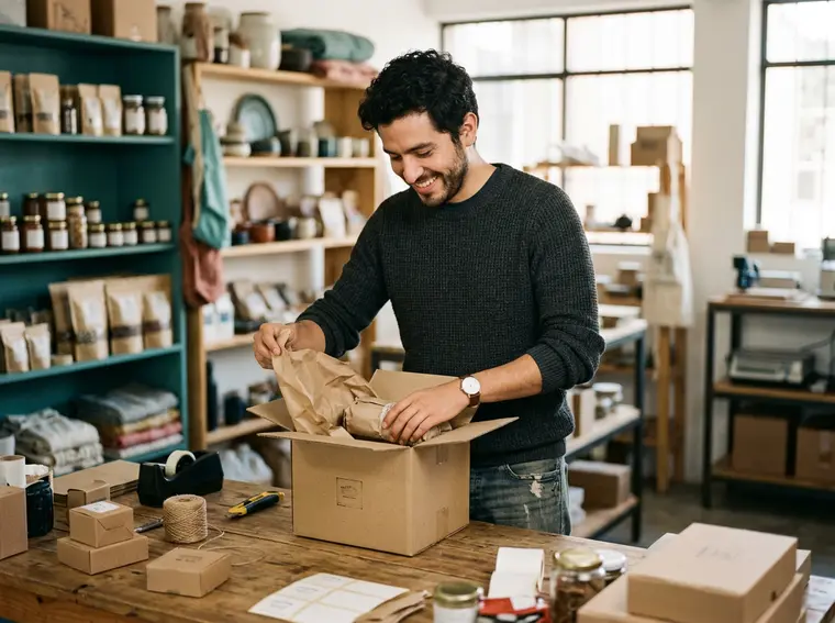 Emprendedor sonriendo en su taller